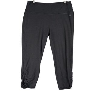 Alo Yoga Black Bamboo Lyocell Ruched Button Capri Yoga Pants Womens